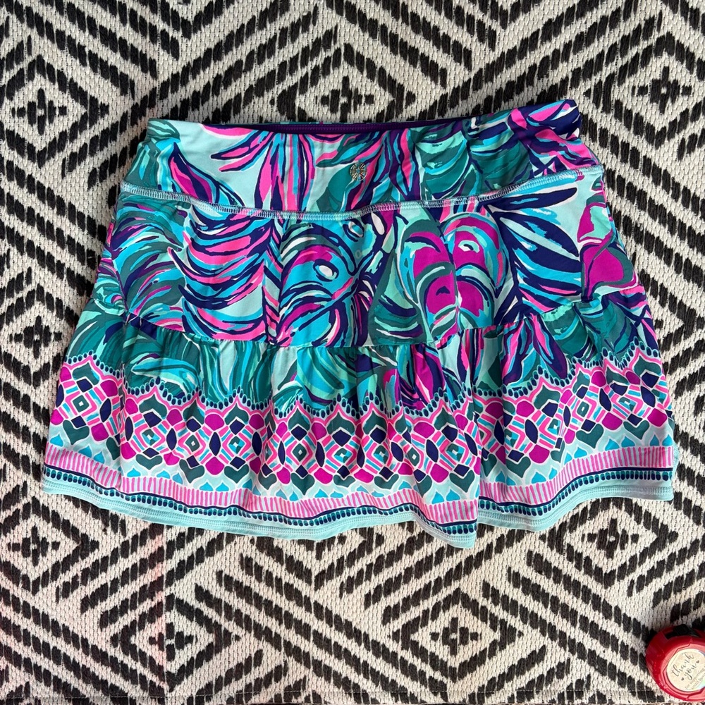 Lilly Pulitzer Luxletic Gardenia Skort Sz S Don’t Wanna Leaf UPF Skirt Shorts EC - Picture 11 of 11